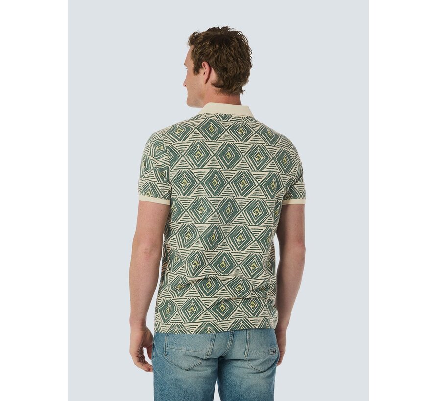 Polo Pique Allover Printed Stretch Cement (24370496 - 122)
