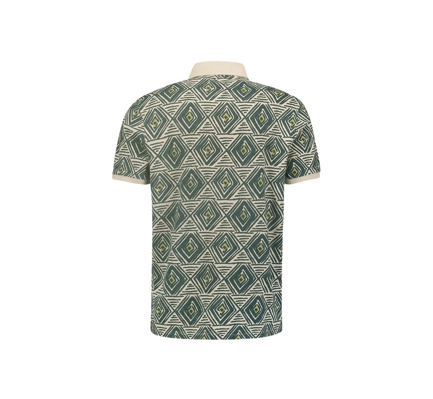 Polo Pique Allover Printed Stretch Cement (24370496 - 122)