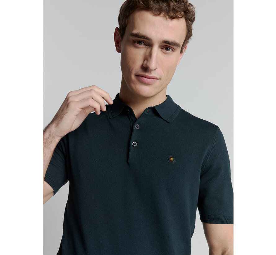 Pullover Short Sleeve Polo Button Solid Night (27210351 - 078)