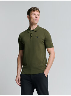 No Excess Pullover Short Sleeve Polo Button Solid Dark Moss (27210351 - 186)