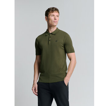 No Excess Pullover Short Sleeve Polo Button Solid Dark Moss (27210351 - 186)