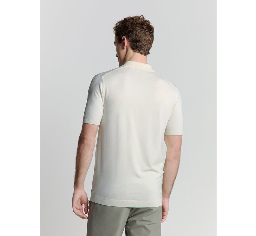 Pullover Short Sleeve Polo Zip Solid Offwhite (27210352 - 011)