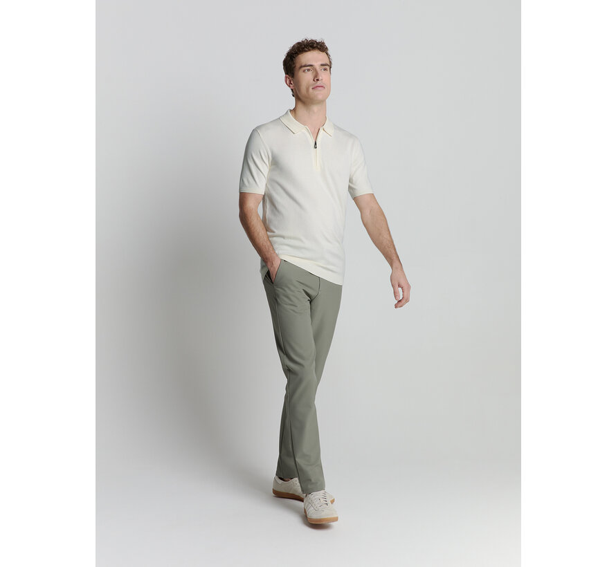 Pullover Short Sleeve Polo Zip Solid Offwhite (27210352 - 011)
