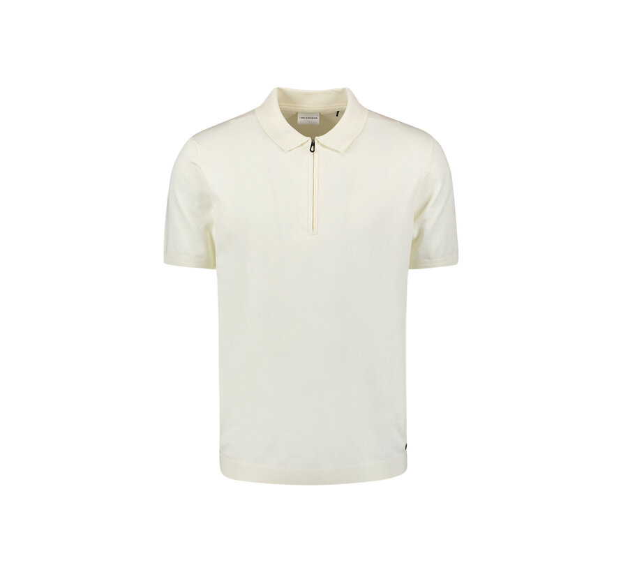 Pullover Short Sleeve Polo Zip Solid Offwhite (27210352 - 011)