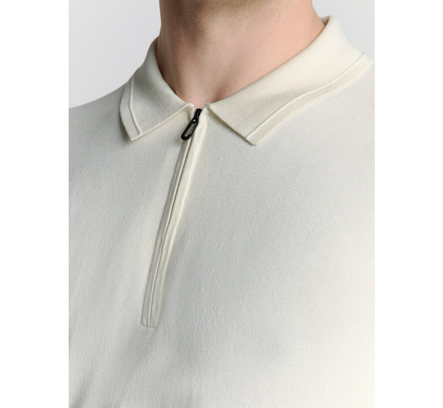 Pullover Short Sleeve Polo Zip Solid Offwhite (27210352 - 011)