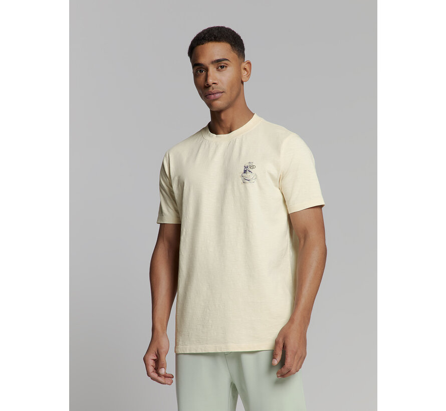 T-Shirt Crewneck Slub Placed Prints Offwhite (27350309 - 011)