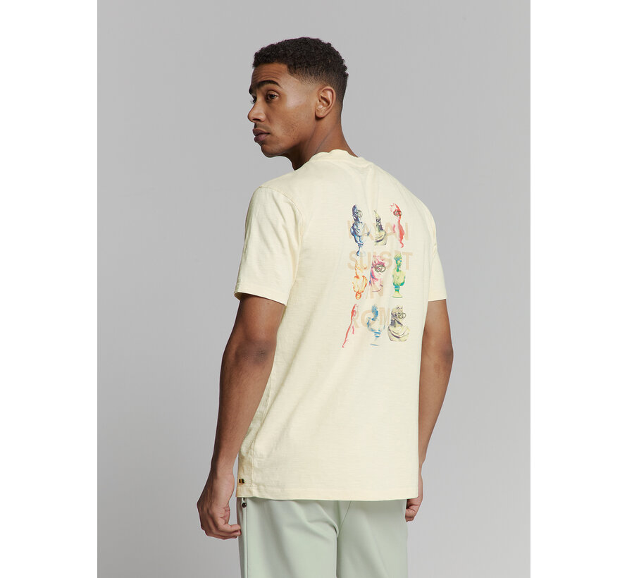 T-Shirt Crewneck Slub Placed Prints Offwhite (27350309 - 011)