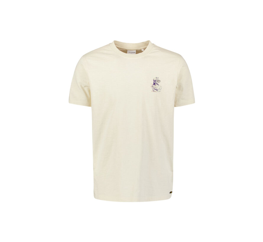 T-Shirt Crewneck Slub Placed Prints Offwhite (27350309 - 011)