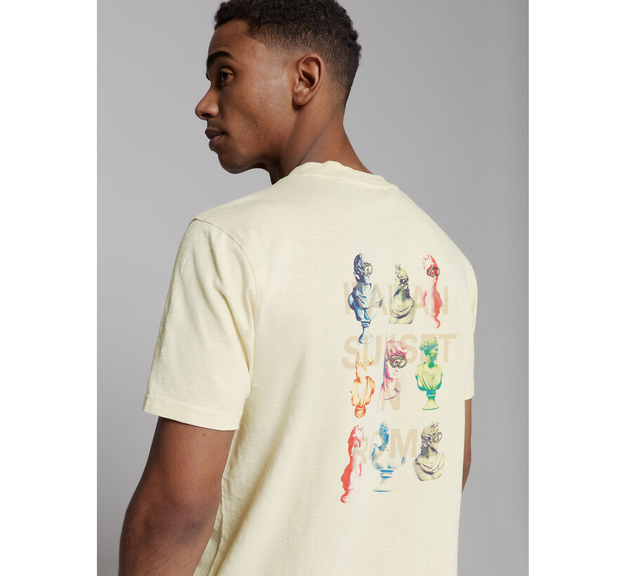T-Shirt Crewneck Slub Placed Prints Offwhite (27350309 - 011)