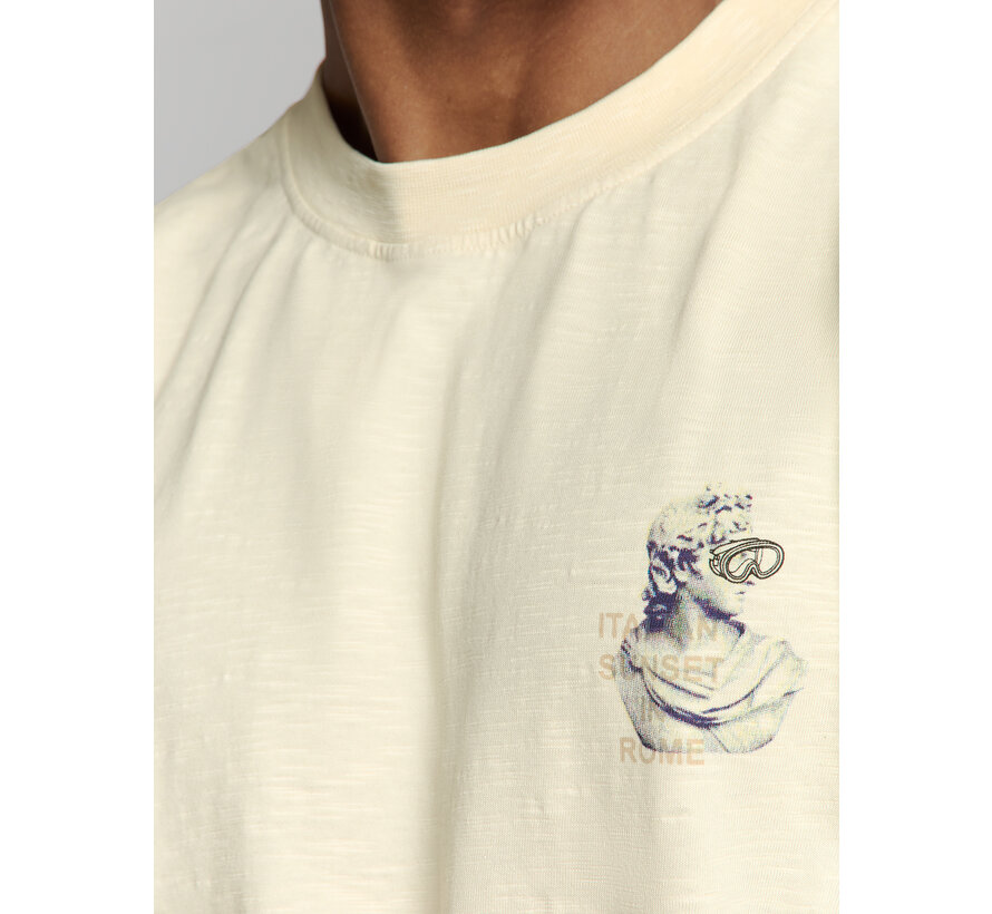 T-Shirt Crewneck Slub Placed Prints Offwhite (27350309 - 011)