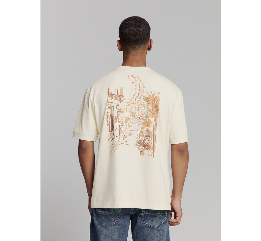 T-Shirt Crewneck Melange Placed Print Offwhite (27350350 - 011)