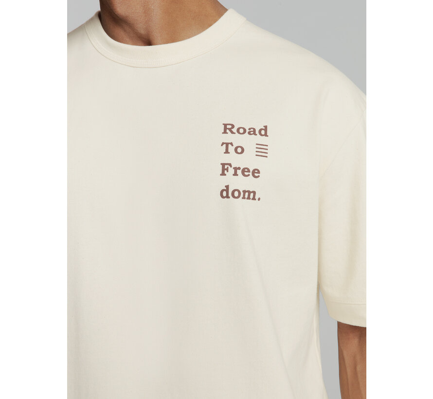 T-Shirt Crewneck Melange Placed Print Offwhite (27350350 - 011)