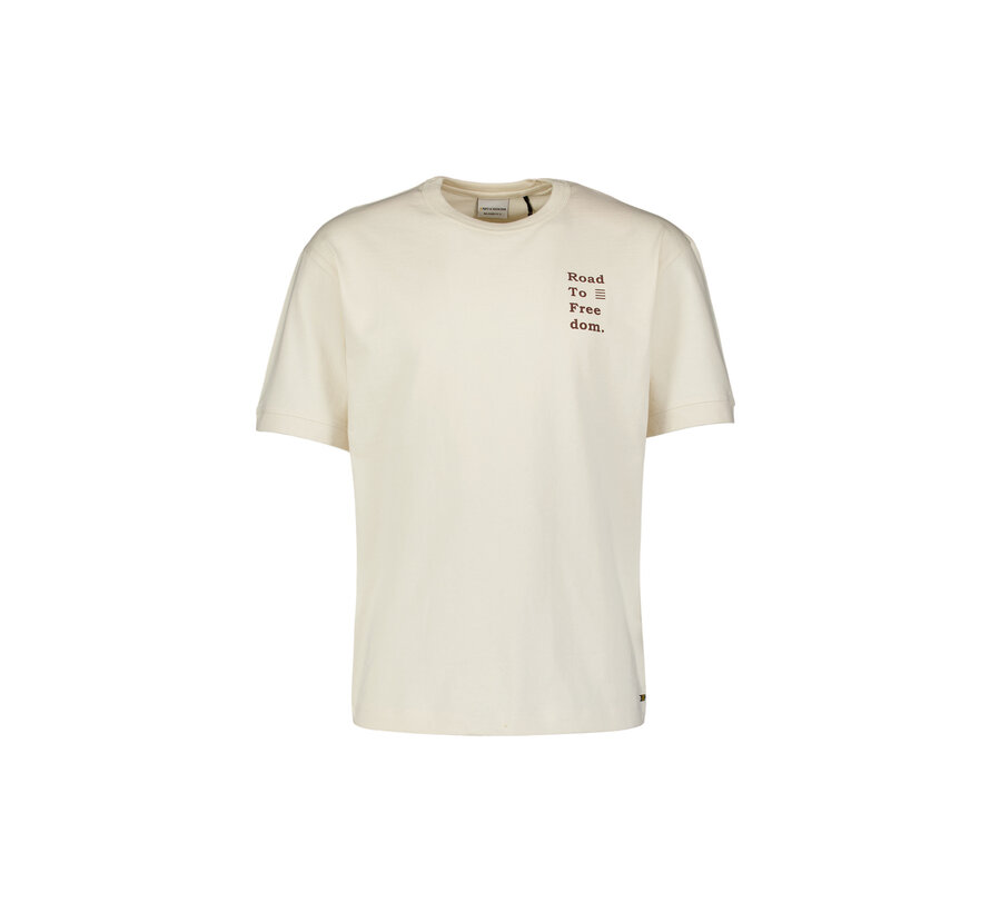 T-Shirt Crewneck Melange Placed Print Offwhite (27350350 - 011)