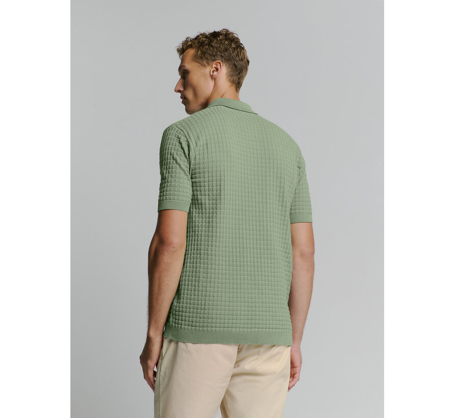 Pullover Short Sleeve Polo V Solid Jacquard Green (27230363 - 050)