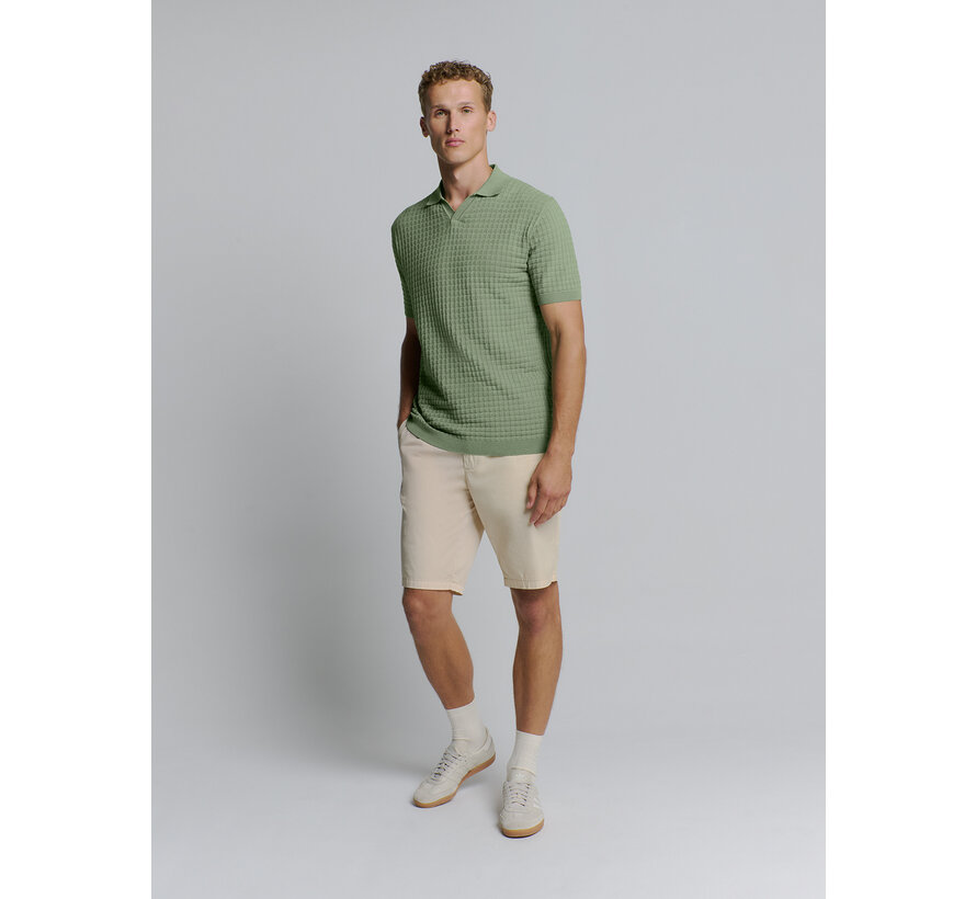Pullover Short Sleeve Polo V Solid Jacquard Green (27230363 - 050)