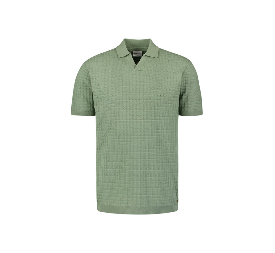 Pullover Short Sleeve Polo V Solid Jacquard Green (27230363 - 050)