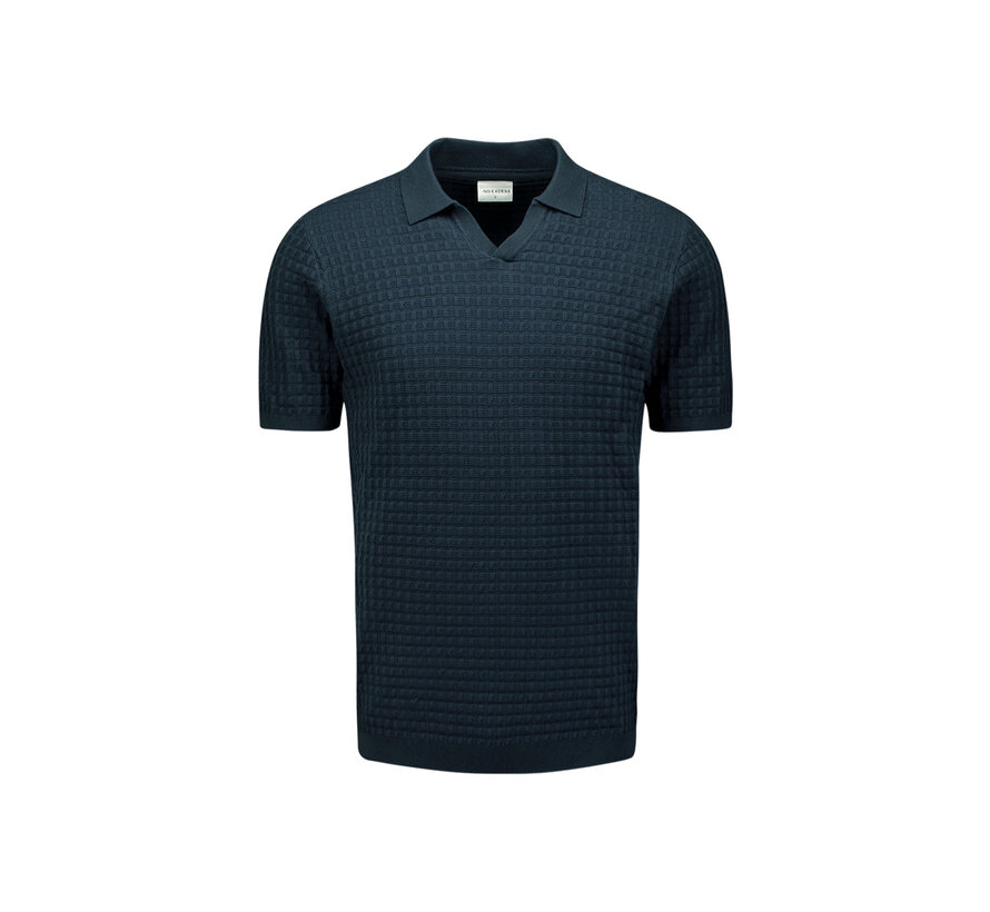 Pullover Short Sleeve Polo V Solid Jacquard Night (27230363 - 078)