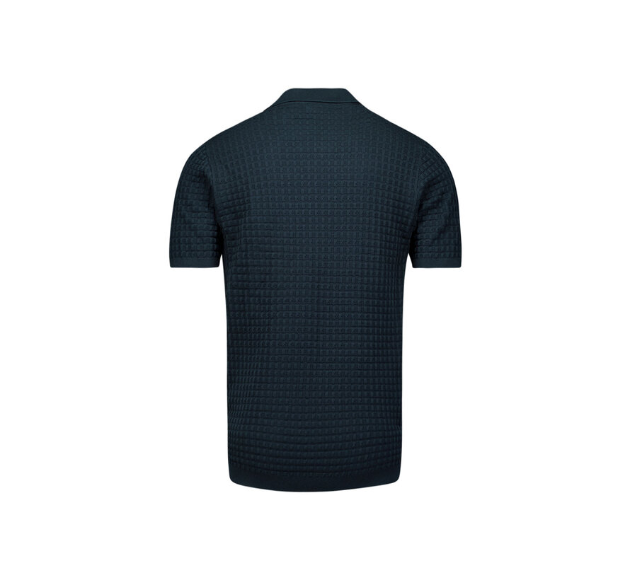 Pullover Short Sleeve Polo V Solid Jacquard Night (27230363 - 078)