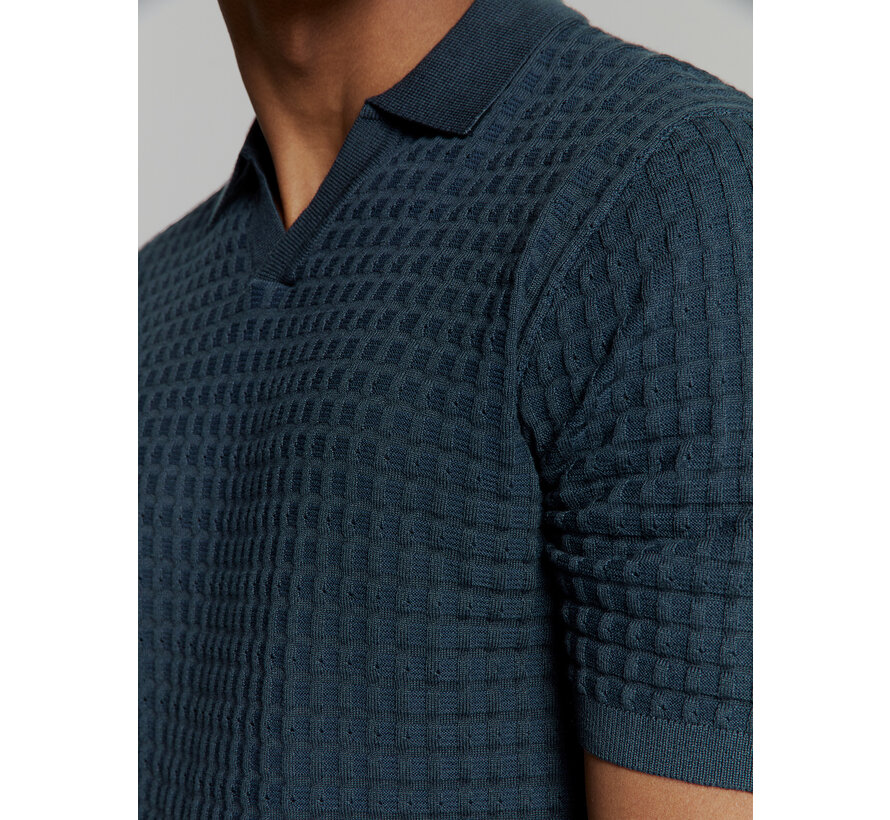 Pullover Short Sleeve Polo V Solid Jacquard Night (27230363 - 078)