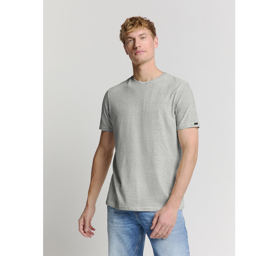 T-Shirt Crewneck Stripes Offwhite (27340371 - 011)