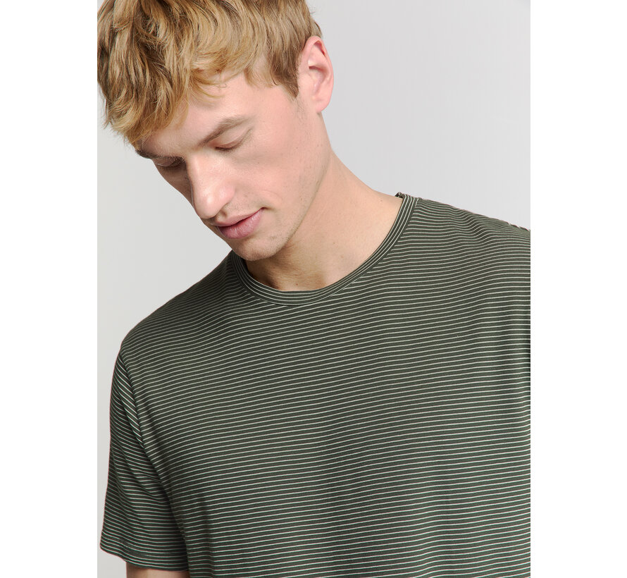 T-Shirt Crewneck Stripes Dark Steel (27340371 - 124)