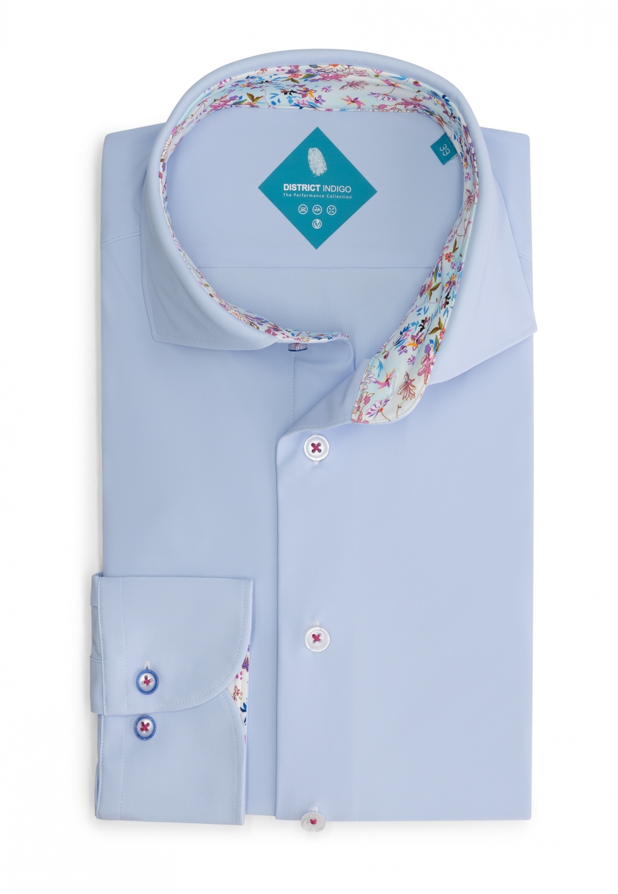 District Indigo Performance Overhemd Light Blue 