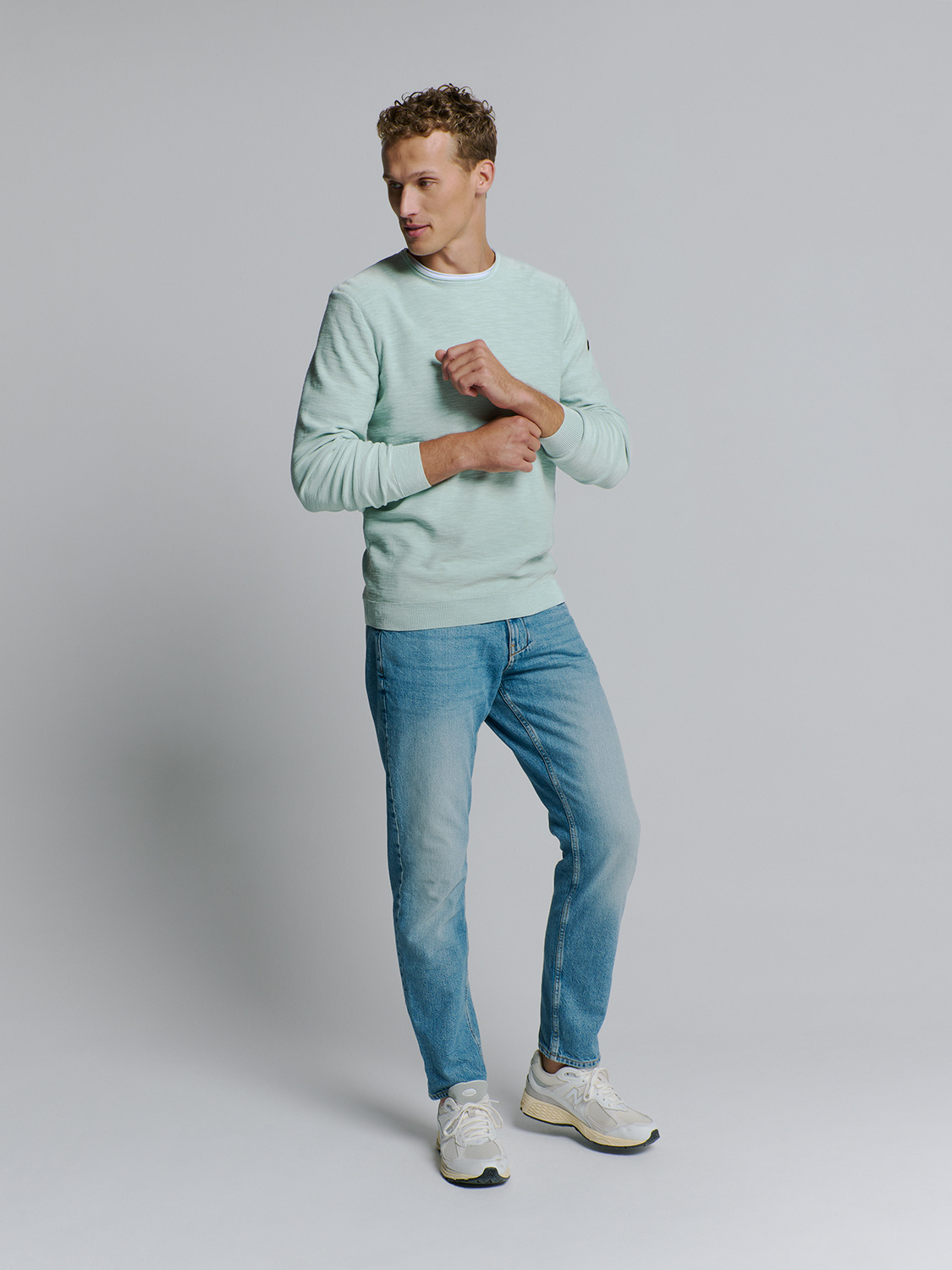 No Excess Pullover Crewneck Garment Dyed + Stone Washed Ice XL No Excess