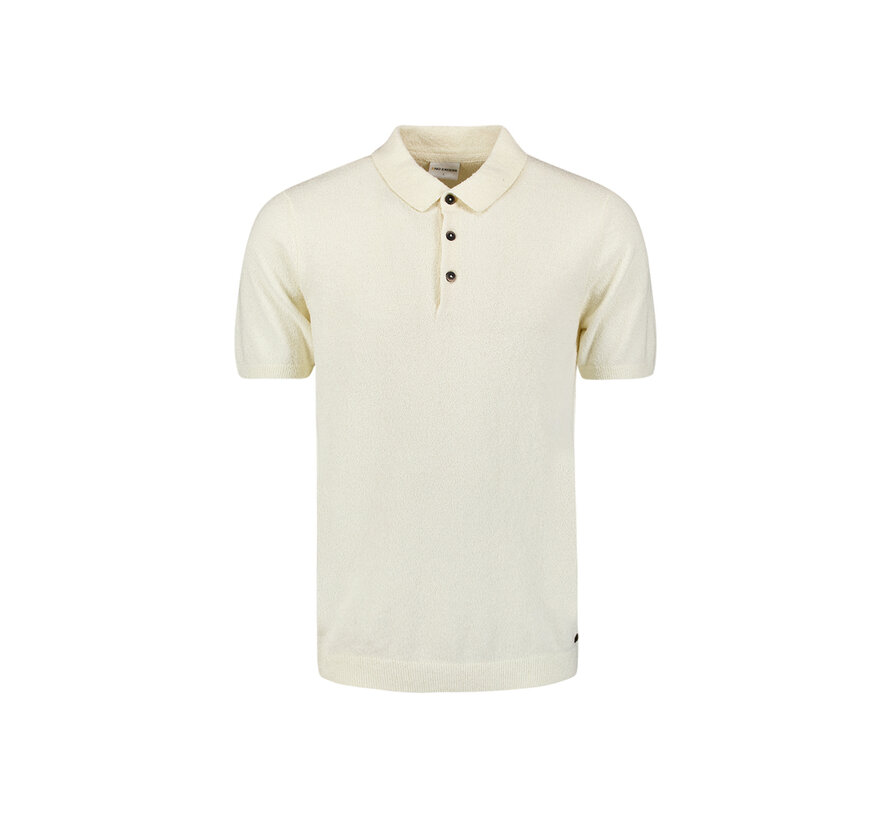 Pullover Short Sleeve Polo Solid Relief Knit Offwhite (27210244 - 011)