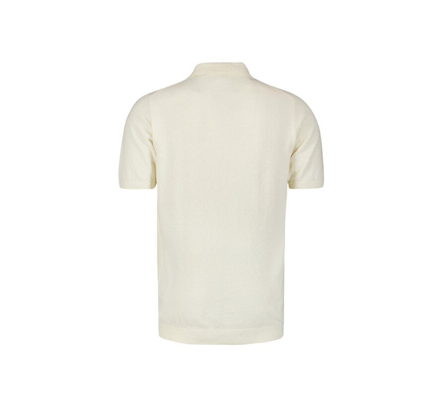 Pullover Short Sleeve Polo Solid Relief Knit Offwhite (27210244 - 011)
