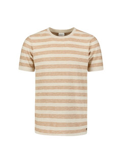 No Excess Pullover Short Sleeve Crewneck Stripes With Linen Khaki (27210342 - 043)