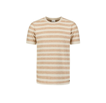 No Excess Pullover Short Sleeve Crewneck Stripes With Linen Khaki (27210342 - 043)