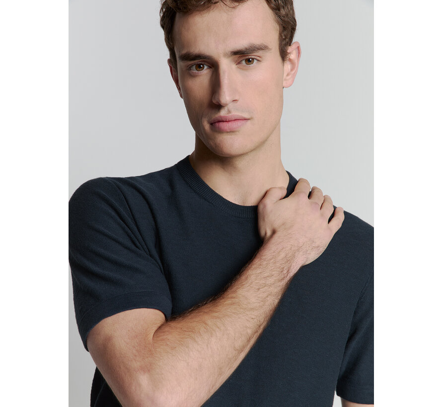 Pullover Short Sleeve Crewneck Solid Slub Knit Night (27230262 - 078)