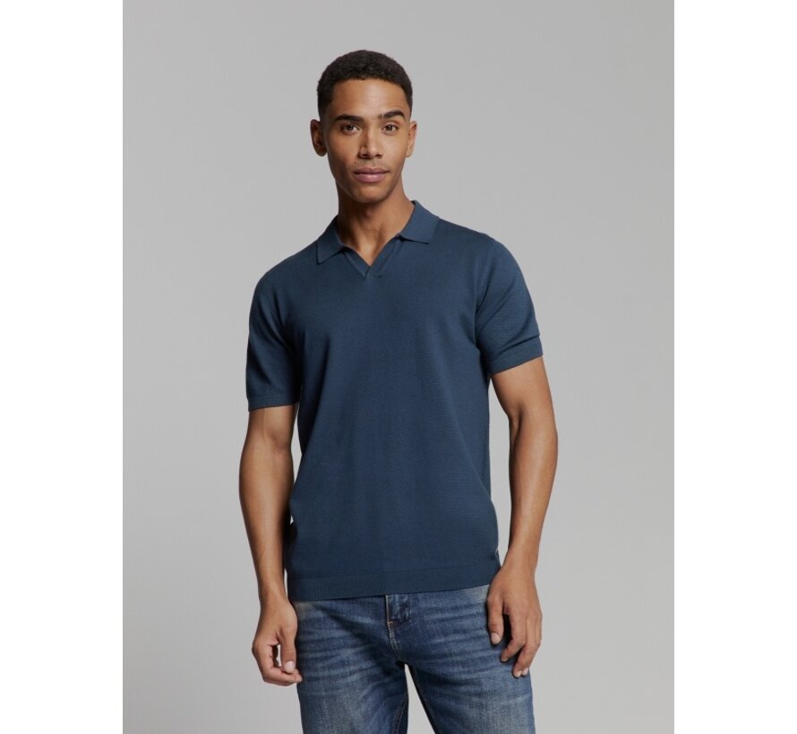 Pullover Short Sleeve Polo V Solid Deep Blue (27230353SN - 096)