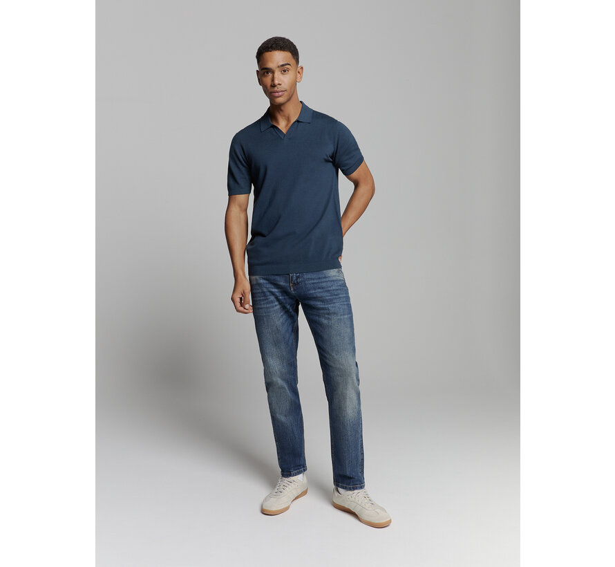 Pullover Short Sleeve Polo V Solid Deep Blue (27230353SN - 096)