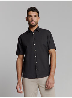 No Excess Shirt Short Sleeve Solid With Linen Black (27480321SN - 020)