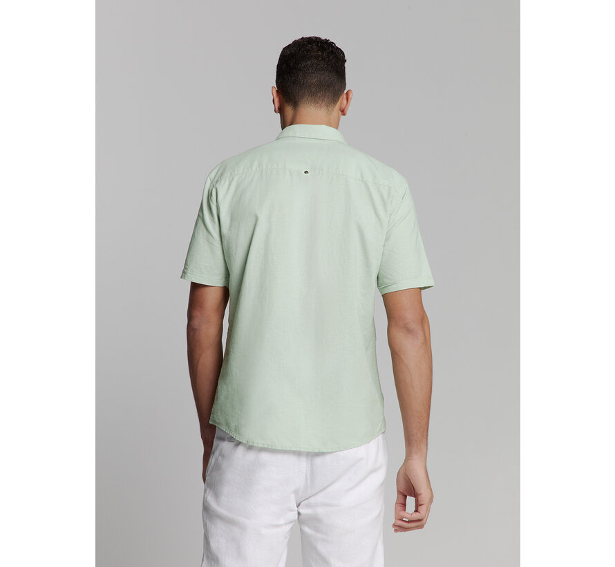 Shirt Short Sleeve Solid With Linen Mint (27480321SN - 058)
