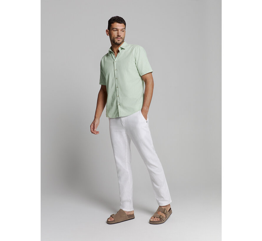 Shirt Short Sleeve Solid With Linen Mint (27480321SN - 058)