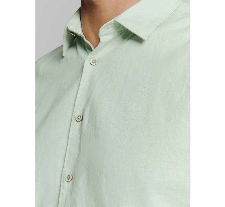 Shirt Short Sleeve Solid With Linen Mint (27480321SN - 058)