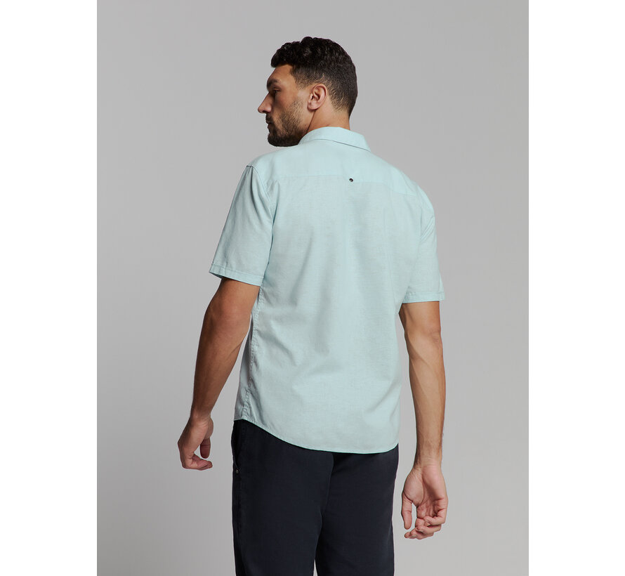 Shirt Short Sleeve Solid With Linen Ice (27480321SN - 151)