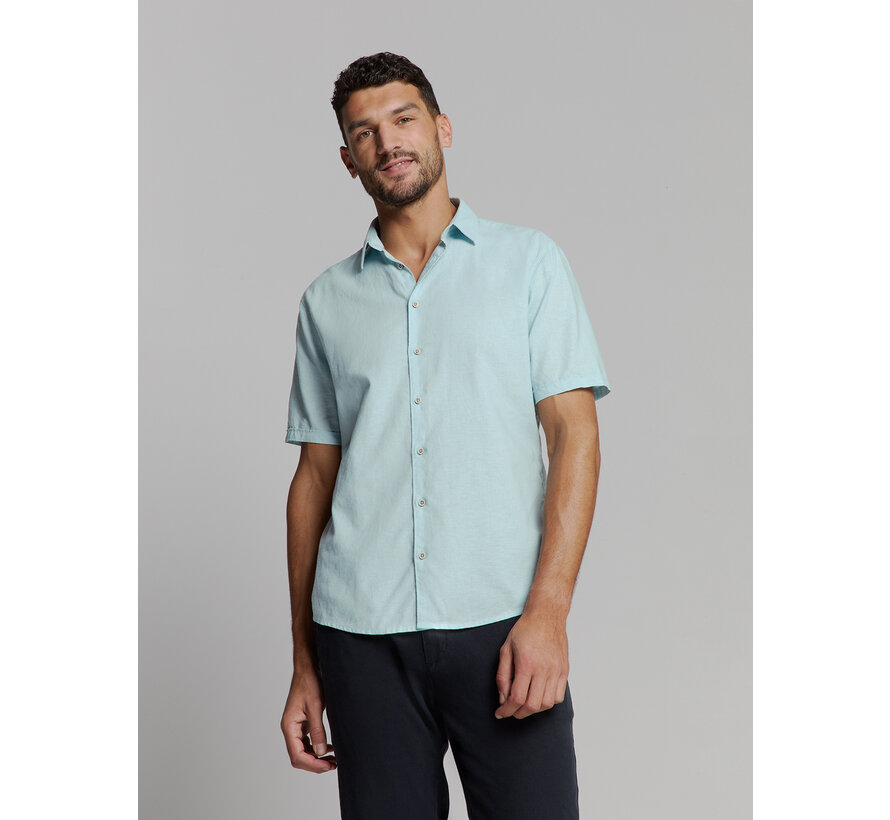 Shirt Short Sleeve Solid With Linen Ice (27480321SN - 151)