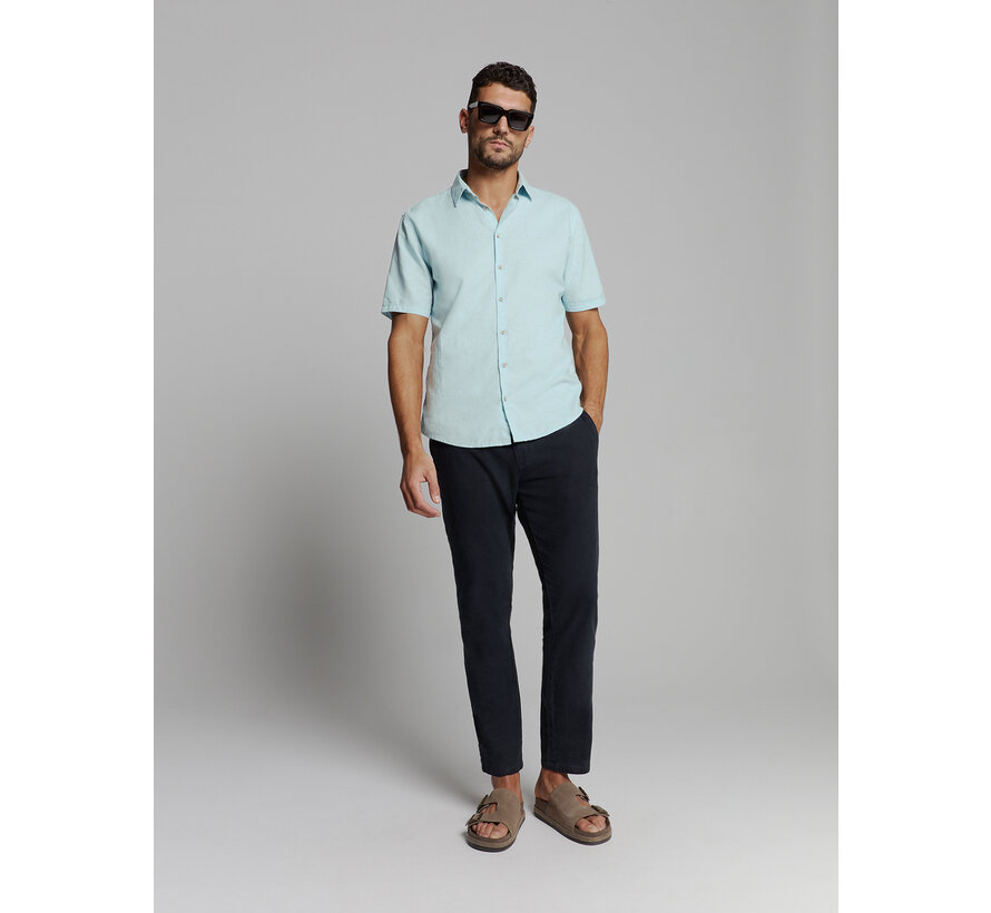 Shirt Short Sleeve Solid With Linen Ice (27480321SN - 151)