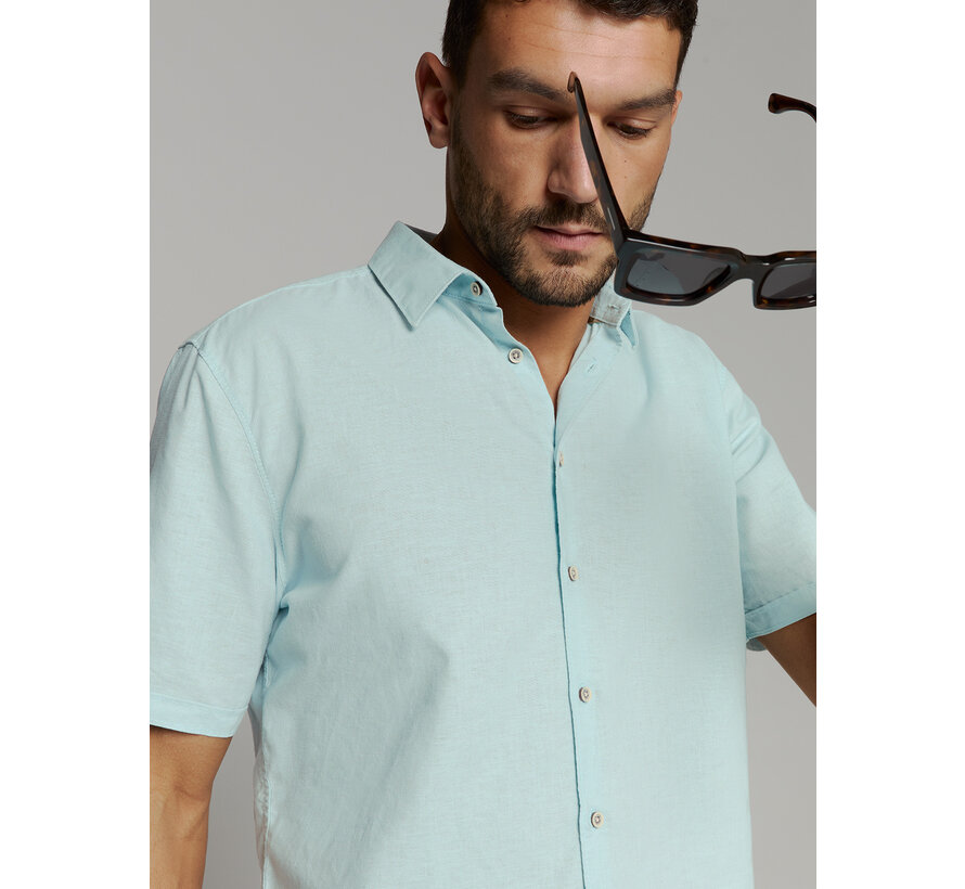 Shirt Short Sleeve Solid With Linen Ice (27480321SN - 151)