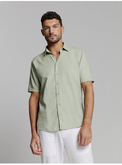 No Excess Shirt Short Sleeve Solid With Linen Light Army (27480321SN - 177)