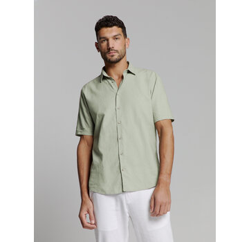 No Excess Shirt Short Sleeve Solid With Linen Light Army (27480321SN - 177)