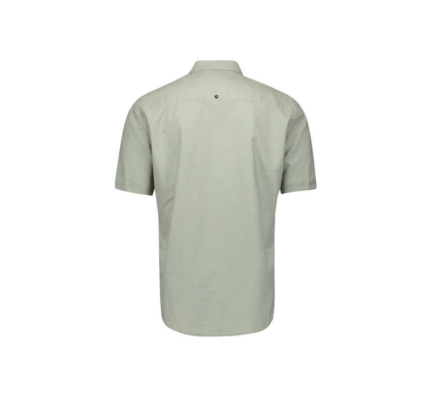 Shirt Short Sleeve Solid With Linen Light Army (27480321SN - 177)