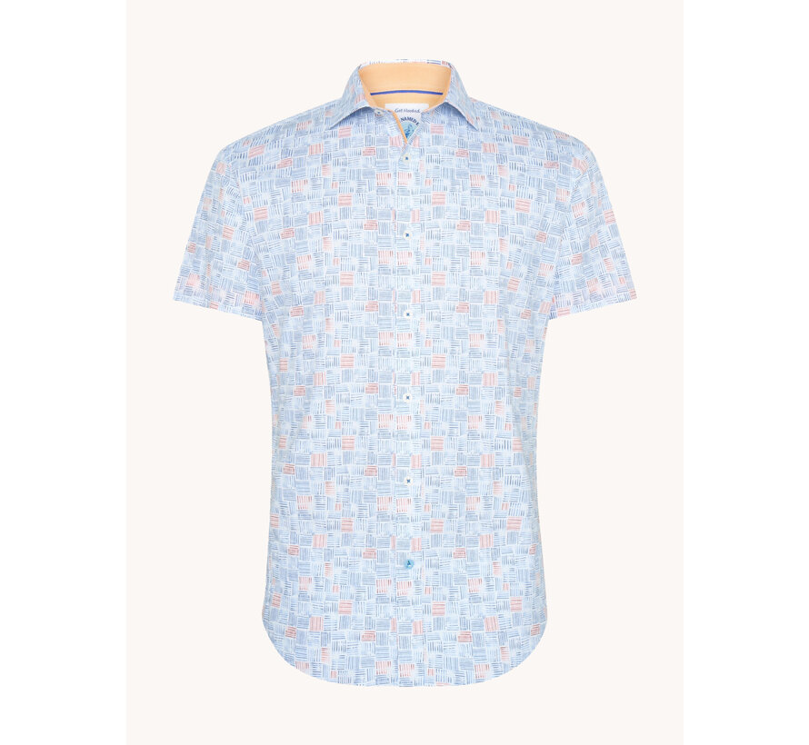 Korte Mouw Overhemd Watercolor Stripes Blue (31.056.071)
