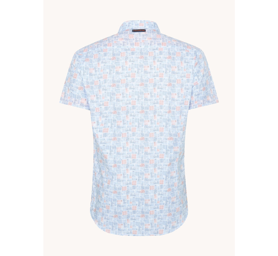 Korte Mouw Overhemd Watercolor Stripes Blue (31.056.071)