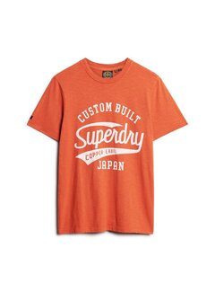 Superdry COPPER LABEL SCRIPT TEE Denim Co Rust Orange Slub (M1011905A - 1FH)
