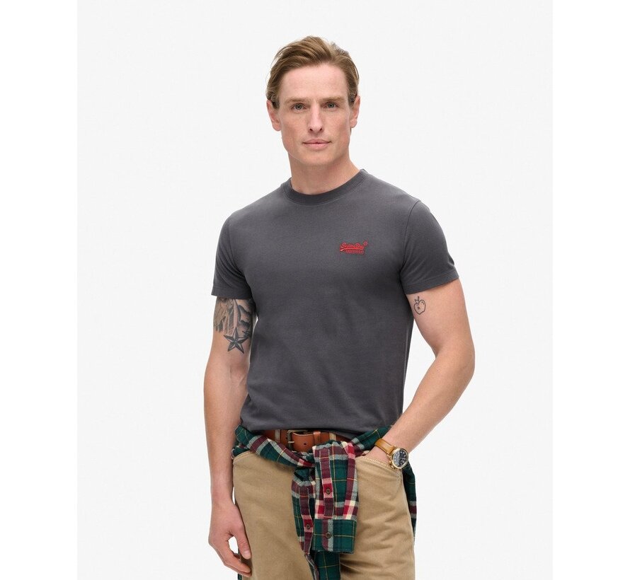 ESSENTIAL LOGO EMB TEE Graphite Black/Fluro Red (M1011245A - B8R)