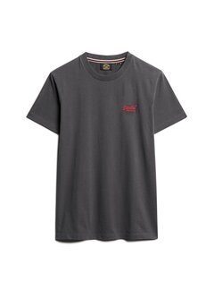 Superdry ESSENTIAL LOGO EMB TEE Graphite Black/Fluro Red (M1011245A - B8R)
